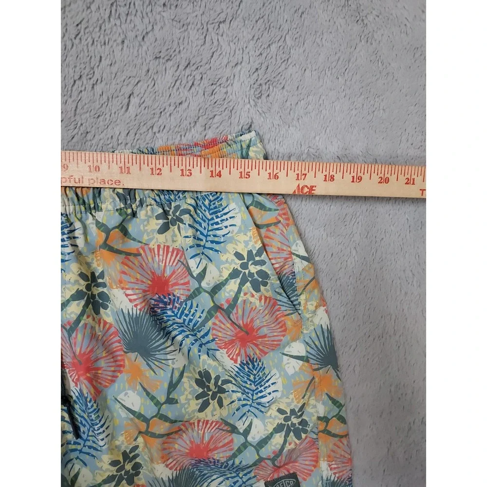 Aftco Swim Trunks Mens Large Floral Fishing Drawstring Lined Elastic Waist Fish